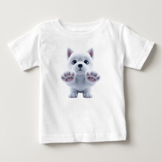 Schattige Pluizige Witte Puppy (Voorkant)
