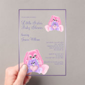 Schattige Plushies Little Sister Baby shower Acryl Uitnodigingen (Insitu (Draagbaar))