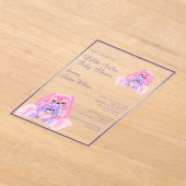 Schattige Plushies Little Sister Baby shower Acryl Uitnodigingen (Laagn)