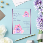 Schattige Plushies Little Sister Baby shower Acryl Uitnodigingen (Insitu (Huwelijk))