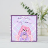 Schattige Plushies Little Sister Baby shower Kaart (Staand voorkant)