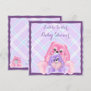 Schattige Plushies Little Sister Baby shower Kaart