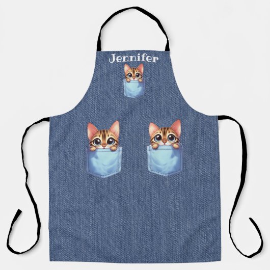 Schattige Pocket Tabby Cat All-Over Print Schort (Voorkant)