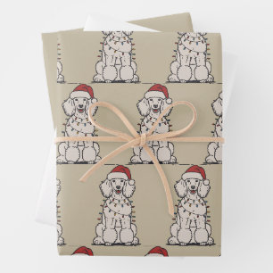 Schattige poedel gewikkeld in kerstverlichting Vak Inpakpapier Vel