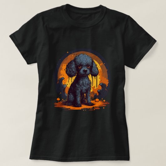 Schattige Poedel Halloween Standaard Poedel Honden T-shirt (Design voorkant)