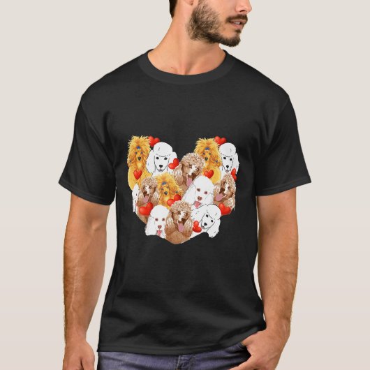 Schattige Poedel Hart Valentijnsdag Kerstcadeau T-shirt (Voorkant)