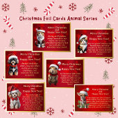 Schattige Poedel in Santa Hat Folie Post Kaart