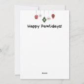 Schattige poedel ligt op kerstcadeaus vakantie feestdagenkaart (Achterkant)