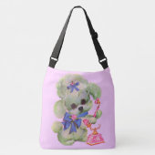 schattige poedel met roze telefoon crossbody tas (Voorkant)