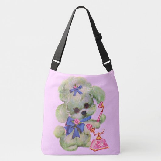 schattige poedel met roze telefoon crossbody tas (Voorkant)
