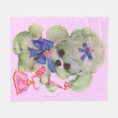 schattige poedel met roze telefoon fleece deken (Voorkant (Horizontaal))