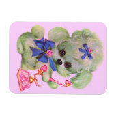 schattige poedel met roze telefoon magneet (Horizontaal)