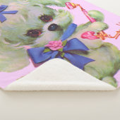 schattige poedel met roze telefoon sherpa deken (3/4)
