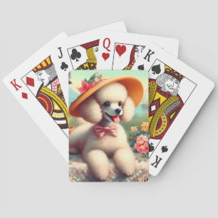 Schattige Poedel  schilderij Pokerkaarten