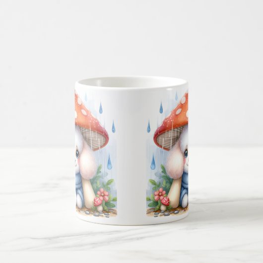 Schattige poedelpuppy onder paddenstoelenparaplu koffiemok (Center)