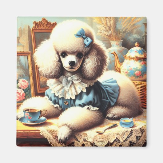  Schattige poedelschilderij Magneet (Voorkant)