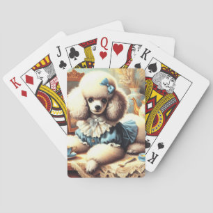 Schattige poedelschilderij Pokerkaarten