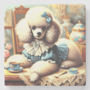  Schattige poedelschilderij Stenen Onderzetter