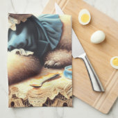 Schattige poedelschilderij Theedoek (Quarter Fold)