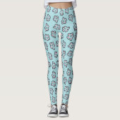 Schattige poederblauw bloempatroon leggings (Voorkant)