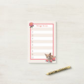 Schattige poes en rozen post-it® notes (Op bureau)