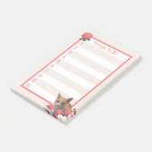 Schattige poes en rozen post-it® notes (Schuin)