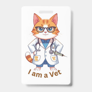 Schattige poes "Ik ben een dierenarts"-ontwerp Badge