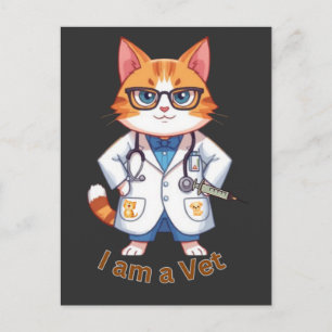 Schattige poes "Ik ben een dierenarts"-ontwerp Briefkaart