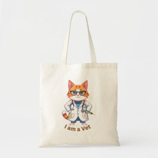Schattige poes "Ik ben een dierenarts"-ontwerp Tote Bag