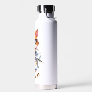 Schattige poes "Ik ben een dierenarts"-ontwerp Waterfles