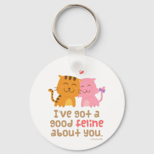 Schattige Poes Kat Katten Liefdesbekentenis Pun Hu Sleutelhanger