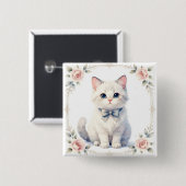 schattige poes kat knop vierkante button 5,1 cm (Voorkant /achterkant)