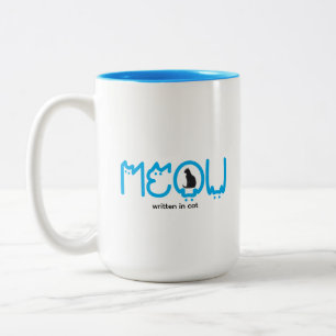 Schattige POES Kat Moeder Minimalist Tweekleurige Koffiemok