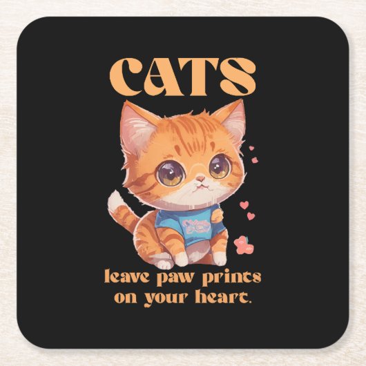 schattige poes liefde kartonnen onderzetters (Voorkant)