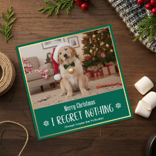 Schattige Poes Puppy Hond Foto Prettig Kerstfeest Feestdagenkaart