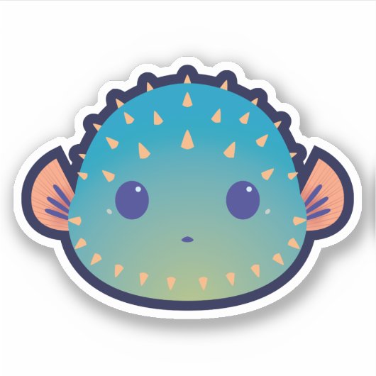 Schattige Poker Gezicht Pufferfish Sticker