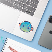 Schattige Poker Gezicht Pufferfish Sticker