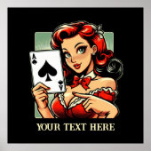 Schattige  poker lady tekst toevoegen poster (Voorkant)
