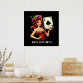 Schattige  poker lady tekst toevoegen poster (Keuken)