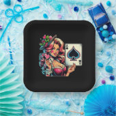Schattige Poker Party Lady Papieren Bordje (Feest)