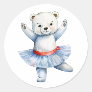 Schattige polair beer ballerina dansballet ronde sticker