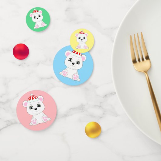 Schattige polair beer op veelkleurig confetti (Groep)