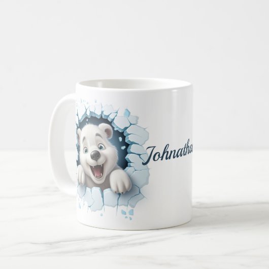 Schattige Polar Beer 3D Kerstmis Koffiemok (Voorkant links)