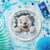 Schattige Polar Beer 3D Kerstmis Papieren Bordje (Feest)