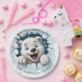 Schattige Polar Beer 3D Kerstmis Papieren Bordje (Feest)