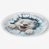 Schattige Polar Beer 3D Kerstmis Papieren Bordje (Gekanteld)