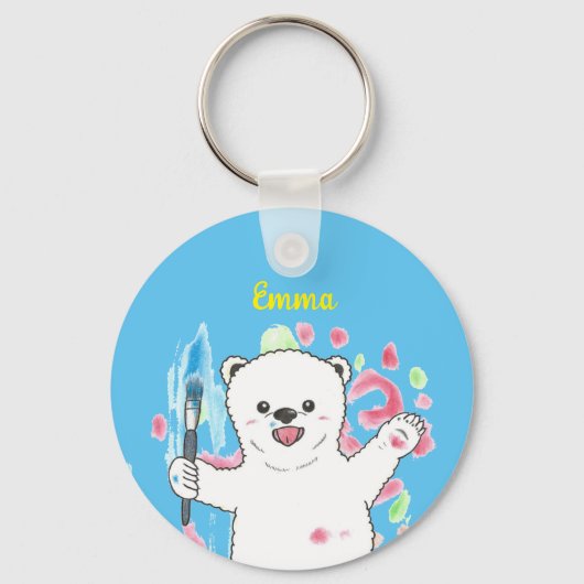 Schattige Polar beer Artist Art Sleutelhanger (Voorkant)