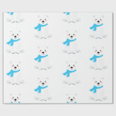 Schattige Polar Beer Baby Boy Blue Cadeaupapier (Vlak)