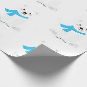 Schattige Polar Beer Baby Boy Blue Cadeaupapier (Hoek)
