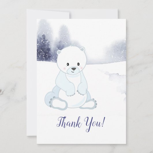 Schattige Polar Beer Baby shower Dank u Bedankkaart (Voorkant)